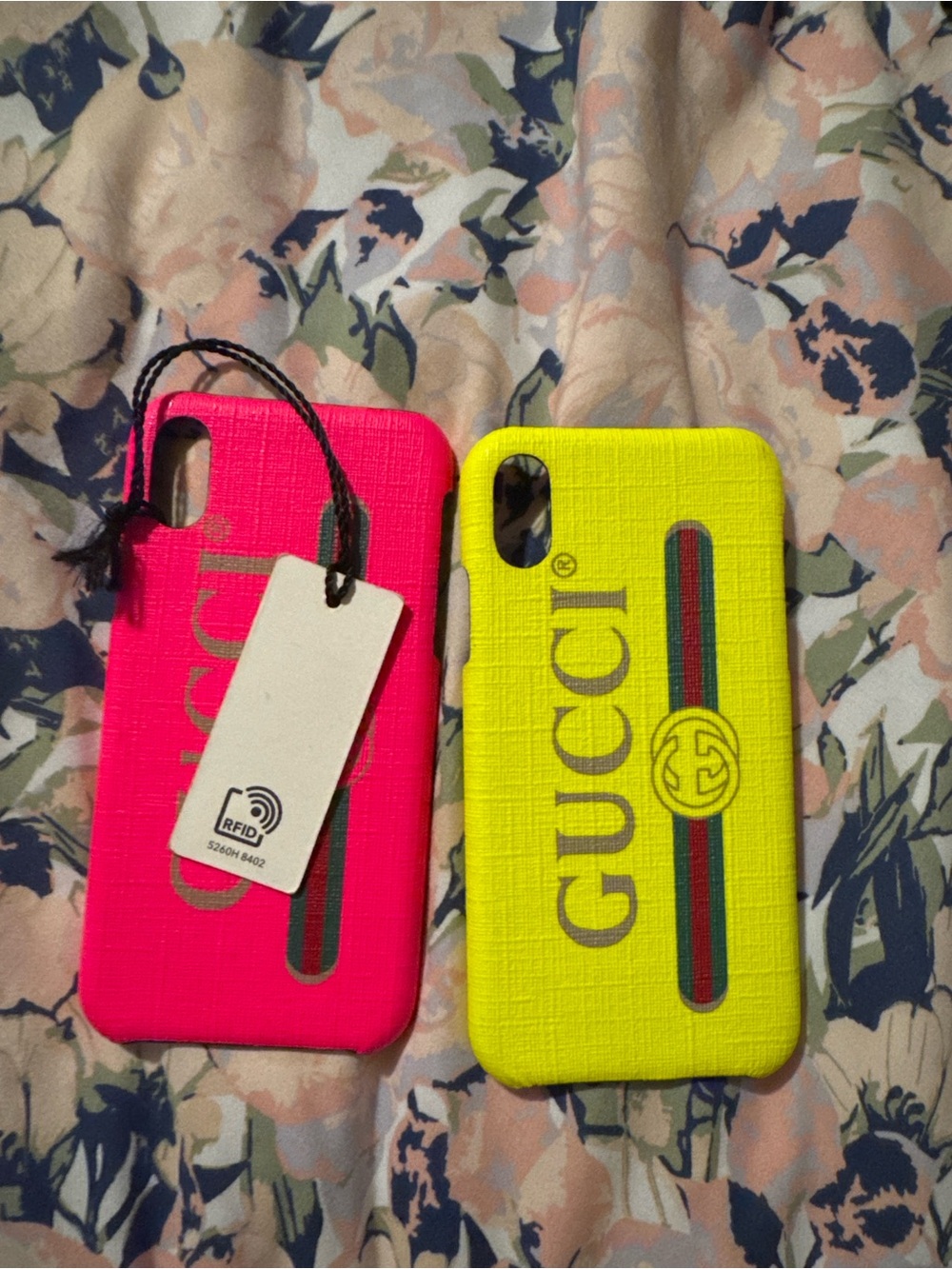 New  Gucci  iPhone X/XS Phone Cases Bundle (2) Neon Pink & Yellow